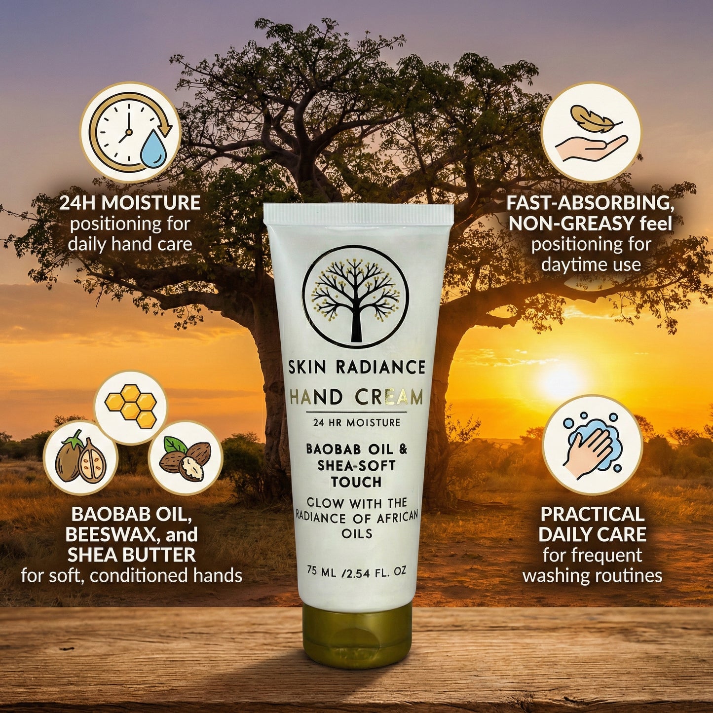 Skin Radiance Intensive Quick Absorb, Non Greasy Daily Care Hand Cream 75ml