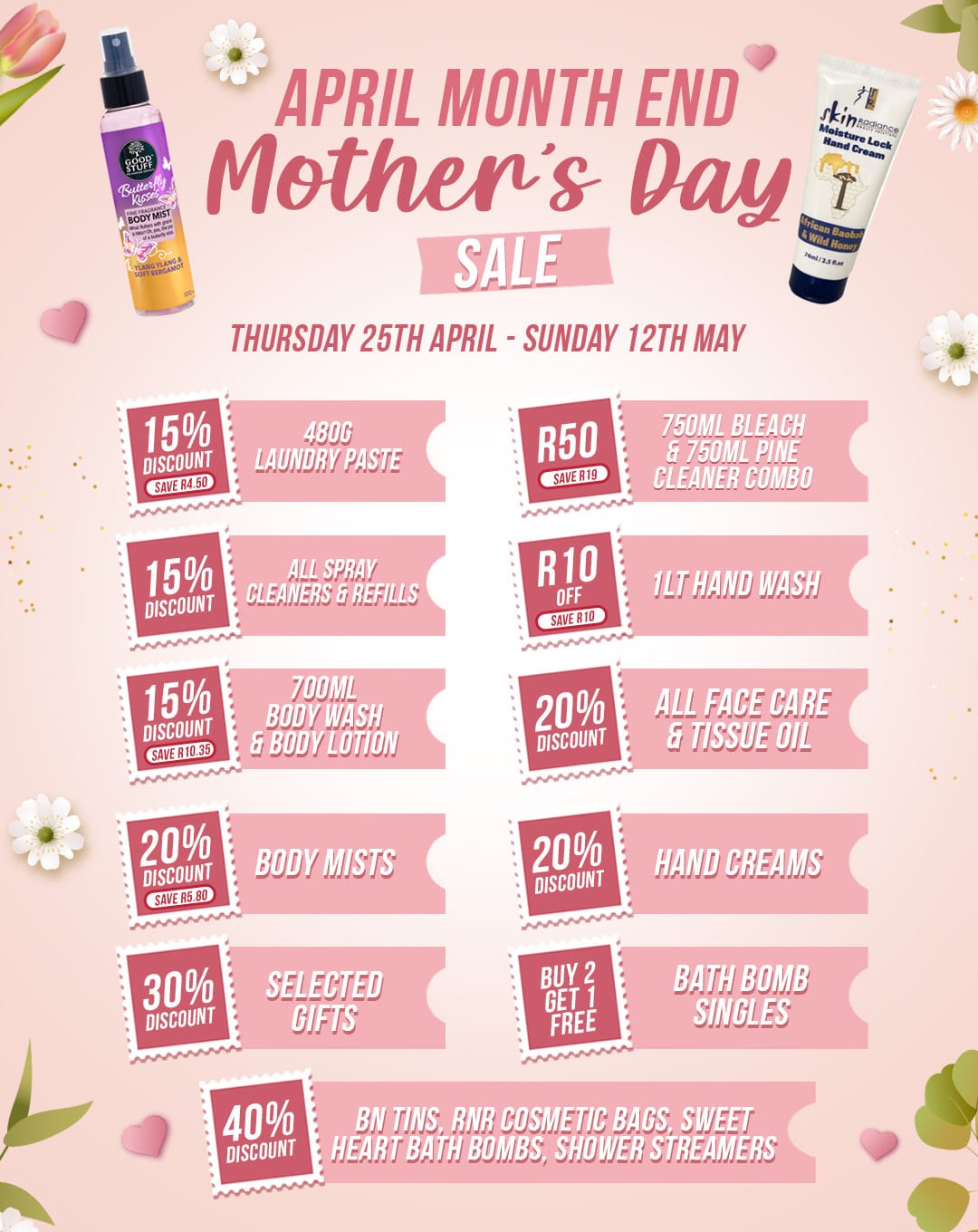 April Month End & Mothers Day Sale!