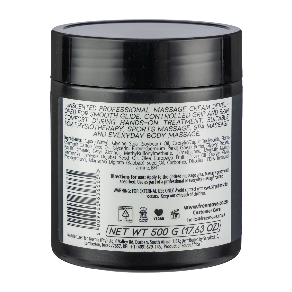 FreeMove NeutralRub Unscented Muscle Massage cream 500g