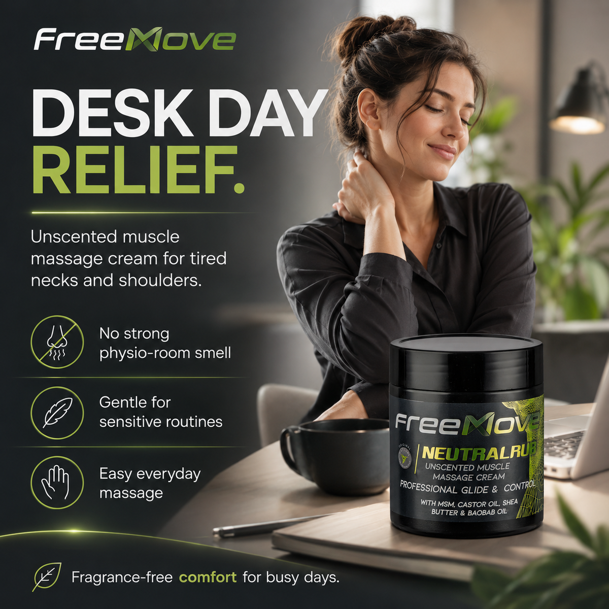 FreeMove NeutralRub Unscented Muscle Massage cream 50g