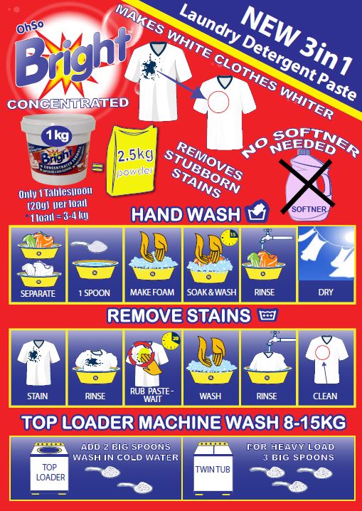 OhSoBright laundry paste directions for use 