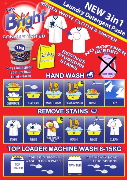 OhSoBright laundry paste directions for use 